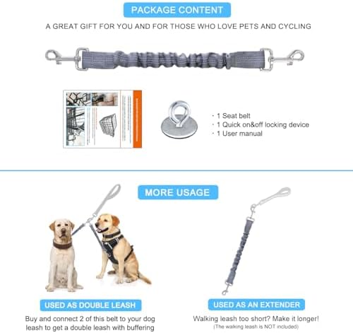 Dog Seat Belt for Bike Basket, Shock Absorbing Lead Bicycle Safety Leash - Image 7