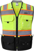 JKSafety Hi-Vis Unisex Surveyor Safety Vest Heavy Duty PPE Inner Pockets by JKSafety