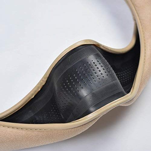 CAR PASS Car Steering Wheel Cover, 14.5-15 Inch Beige Faux Suede Universal - Image 5