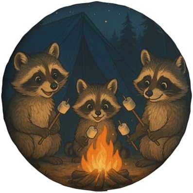 Cute Raccoon Camping Spare Tire Cover - Image 2