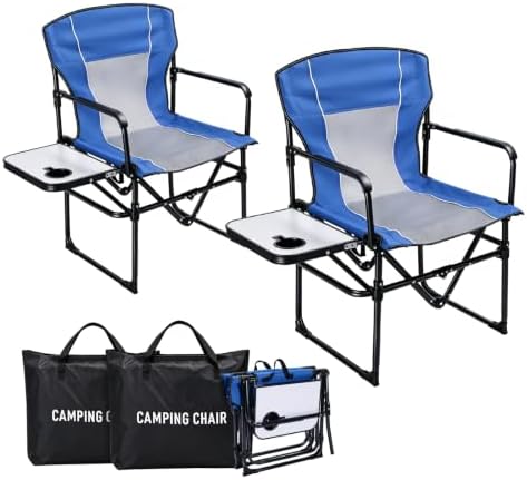 2 Pack Camping Chairs with Side Table & Cup Holder 400 lbs by Unknown
