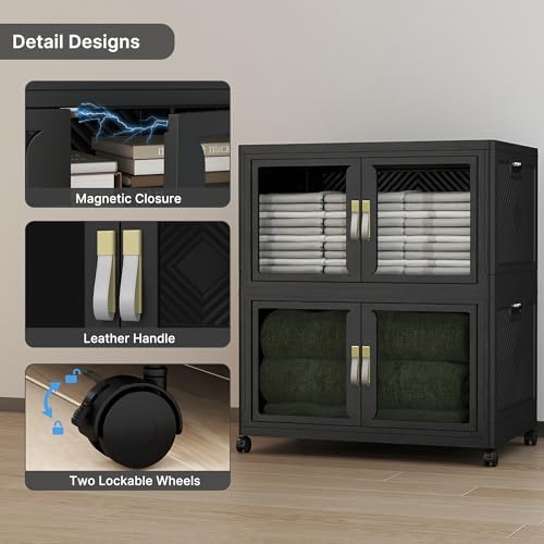 Stackable Storage Bins with Doors & Lids & Wheels - Image 5