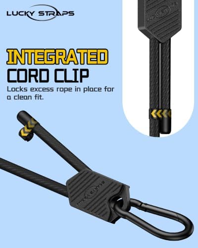 Lucky Straps 80" Black Adjustable Carabiner Bungee Cords - Image 2
