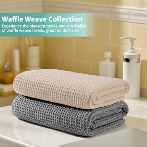 Microfiber Waffle Bath Towels, 4 Pieces, Fast Drying, Lint Free 430 GSM - Image 6