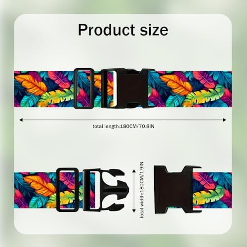 2 Pack Luggage Straps for Suitcases Colorful Tropical Leaf Design for Trips - Image 3