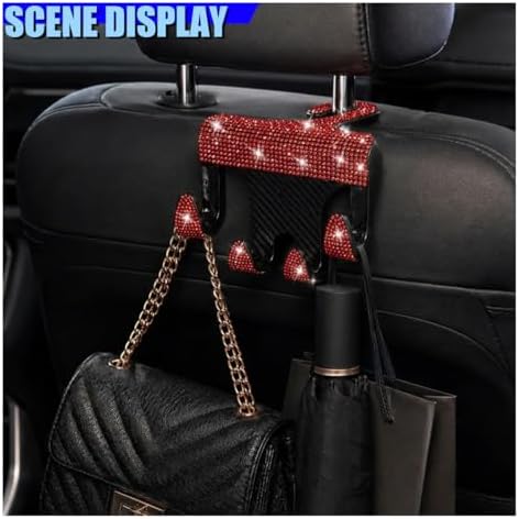 Craedli 2PCS Bling Rhinestone Car Seat Headrest Hooks, Shiny Crystal Auto - Image 6
