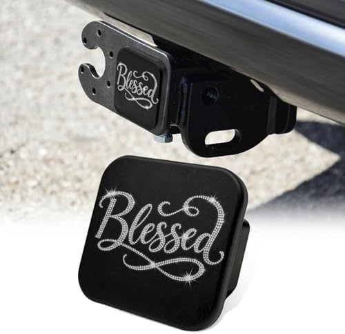 2 Inch Sparkly Bling Blessed Trailer Hitch Cover Rubber Receiver Tube Plug Cap by Unknown