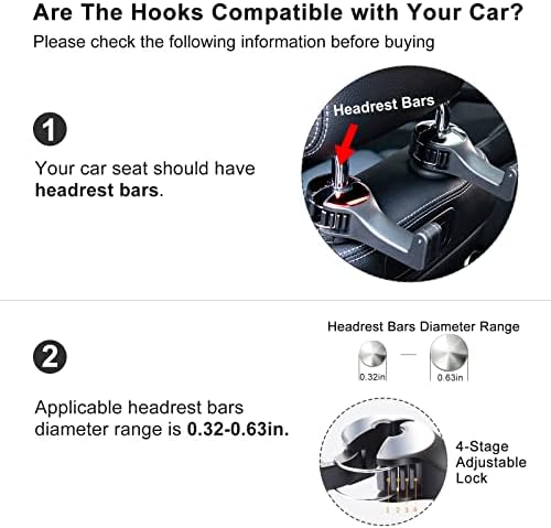 Car Headrest Hidden Hook with Phone Holder, Universal 360 Rotation, 2 Pack - Image 2