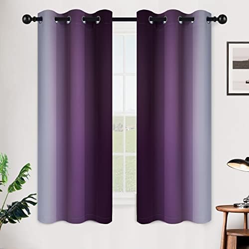 SimpleHome Ombre Purple to Grey White Curtains - Image 2