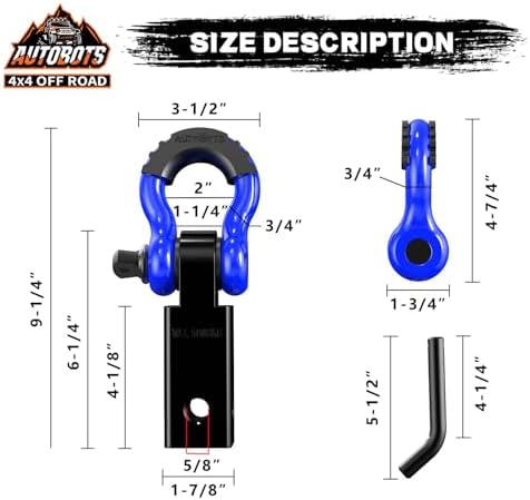 AUTOBOTS Tow Hitch Receiver 2" Shackle Hitch Receiver Blue - Image 4