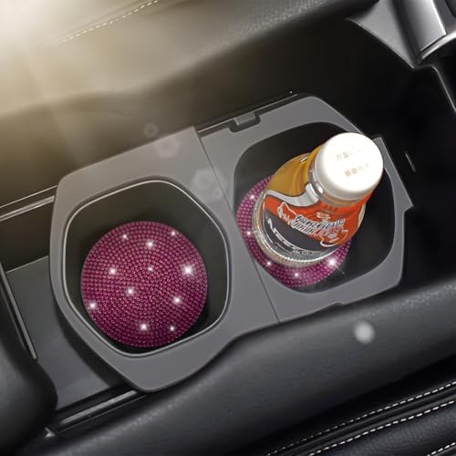 Osilly 4PCS 2.75 Inch Rhinestone Cup Holder Coasters, Rose Red - Image 6