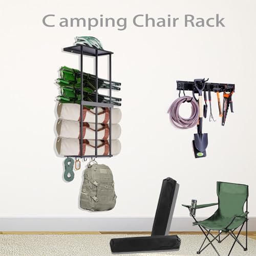 Garage Organization Storage, Metal Camping Chair Rack Wall Mount - Image 2
