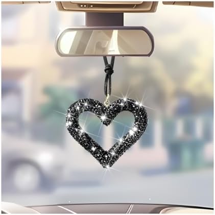 Mandark Crystal Rhinestone Heart Rearview Mirror Pendant by Unknown