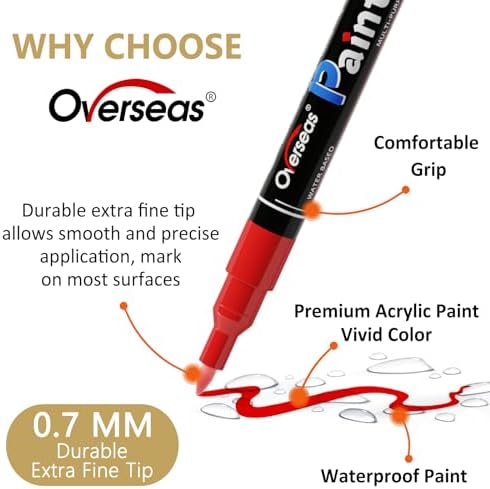 Overseas 2 Pack Yellow Acrylic Paint Pens Paint Markers Extra Fine Tip - Image 2