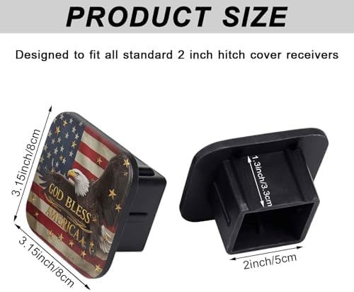 2 Inch American Eagle USA Flag Trailer Hitch Cover Rubber Receiver Tube Plug Cap - Image 2
