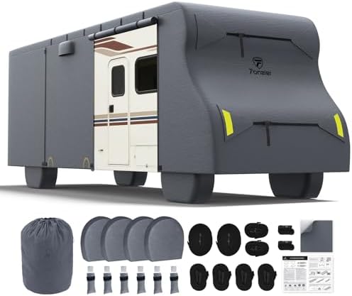 Fonzier 9 Layers Heavy Duty Class C RV Cover & 4 Tire Covers by Fonzier-Direct