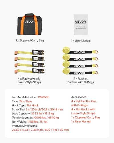 VEVOR Wheel Chock Tie-Down Kit, Tire-Style Motorcycle Tie-Down System, Car Kit - Image 7