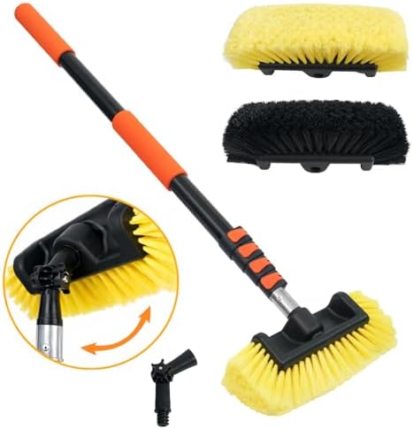 12FT Car Wash Brush with Long Handle Telescoping Extension Pole Angle Adapter by TOWBRUS