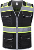 JKSafety Hi-Vis Unisex Surveyor Safety Vest Heavy Duty PPE Inner Pockets by JKSafety