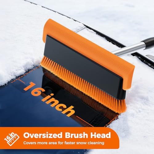 16" Large Snow Brush for Car Windshield, Non-Scratch Snow Scraper, Snow Remover - Image 3