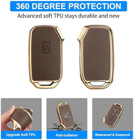 QBUC for KIA Key Fob Cover, Upper Leather + Soft TPU Key Case Shell - Image 5