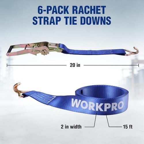 WORKPRO Ratchet Tie Down Straps, Fits - Image 4