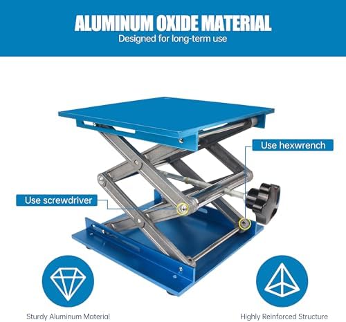 Lab Jack, 8x8 Inch Anodized Aluminum Lifting Platform, 200x200mm Double Scissor - Image 3
