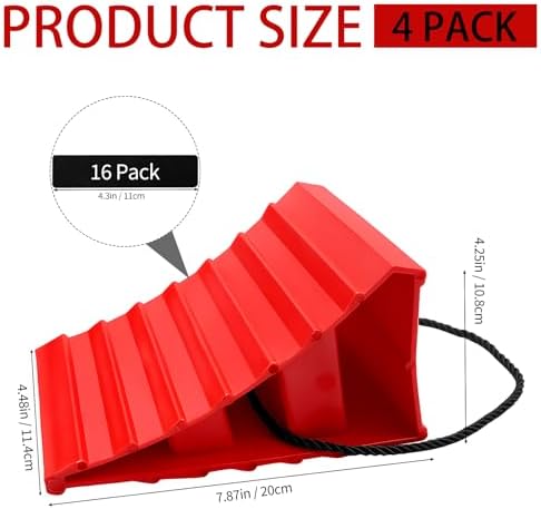 4 Pack Wheel Chocks, Heavy Duty Non Slip Wheel Chocks - Image 2