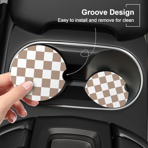 Ceramic Car Coasters – Absorbent Car Cup Holder Coaster Set - Image 3