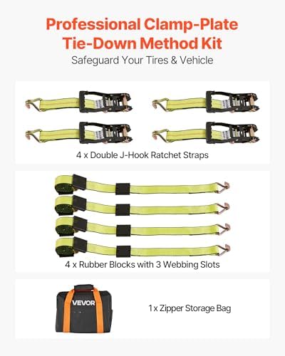 VEVOR Wheel Chock Tie-Down Kit, Deck-Style Trailer Tie Down Strap, Car Tie Down - Image 2