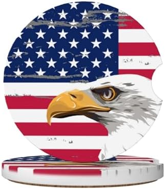 American Flags Eagle Car Coasters by Unknown