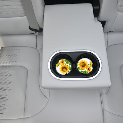 Sunflower Car Coasters for Drinks Absorbent, 2 Pack Cup Holders, 2.56" Ceramic - Image 5