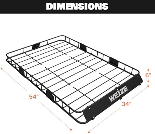 WEIZE 54" x 34" Heavy Duty Roof Rack Basket, 200LBS Universal Rooftop Cargo - Image 5