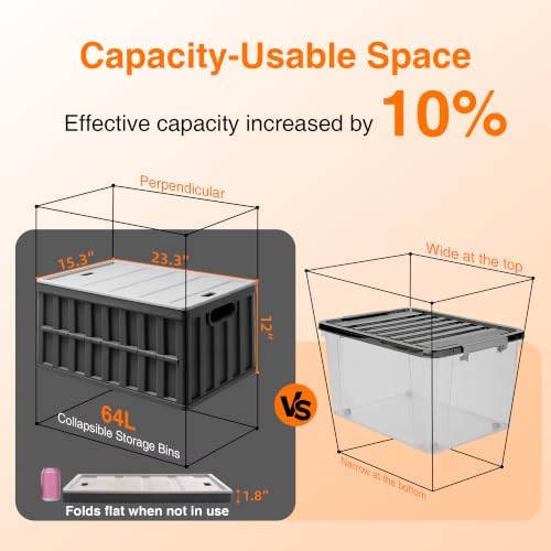 Citylife 4PC 64L Collapsible Storage Bins - Image 4