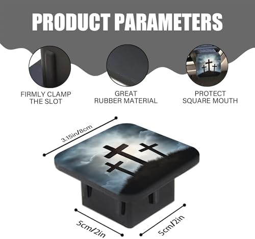 Trailer Hitch Cover Three Wooden Crosses on a Hill Square 2 Inch Receiver Tube - Image 2