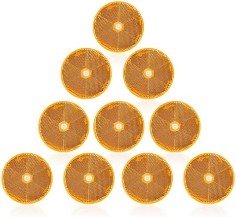 10 Pack Yellow Screw on Round Reflectors, E11 Approval Road Safety by YinaolanAutomotiveParts