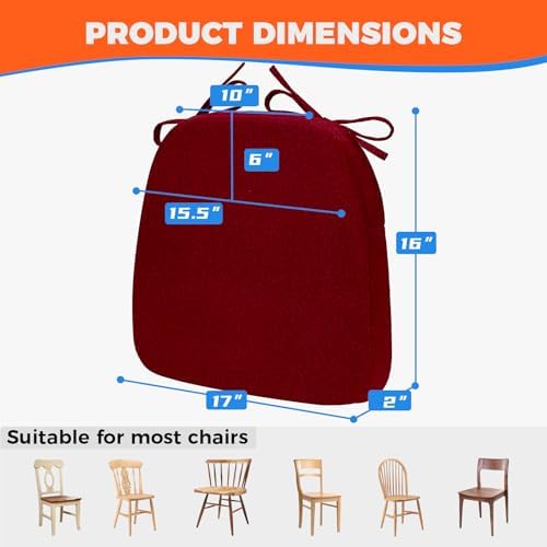 Sunsleek Chair Cushions for Dining Chairs D-Shaped Seat Cushions Chair Pads - Image 2