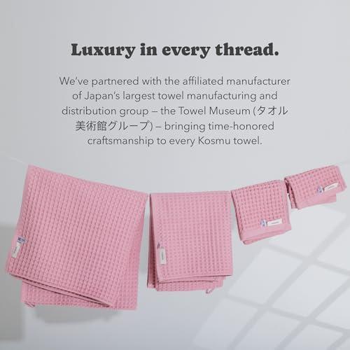 Luxury Organic Japanese Cotton Waffle Bath Towel | Thick, Quick Dry Bathroom - Image 3