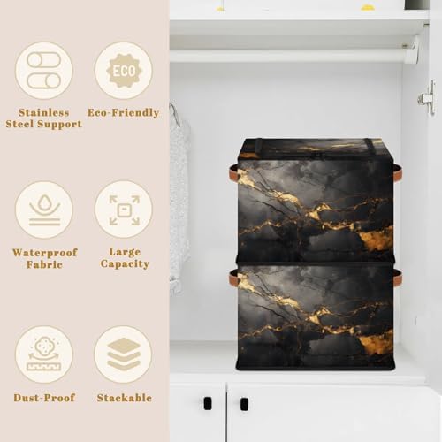 Black Gold Marble Storage Bins - Image 2