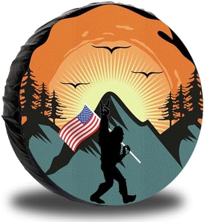 Spare Tire Cover for RV Trailer, Waterproof Leather American Flag Spare Tire by Jusen