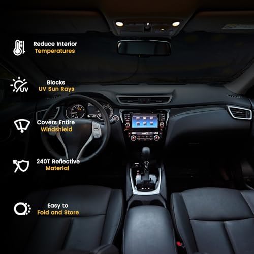 Windshield Sun Shade, Reflective Car Sunshade Blocks Heat, 57 x 31.5 in - Image 4