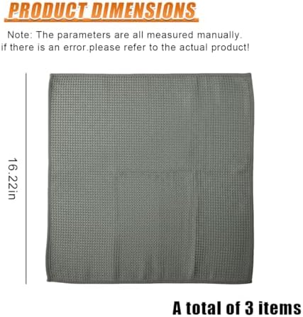 Craedli 3PCS Waffle Weave Microfiber Towel, 16 × 16 Inch Soft Absorbent - Image 2