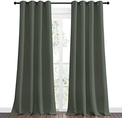 NICETOWN Blackout Draperies Curtains, 1 Pair, 55 x 120-inch, Dark Mallard - Image 2