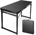 Folding Camping Table 4Ft X 2Ft, Aluminum Portable Adjustable Table W Hole by Bingyouth