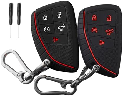 QBUC 2 Pcs Key Fob Cover for Chevy, 5 Buttons Silicone by QBUC