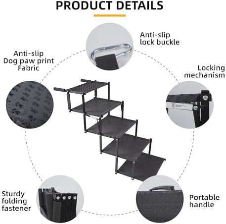 Dog Stairs 5 Steps Foldable Dog Ramp - Image 2