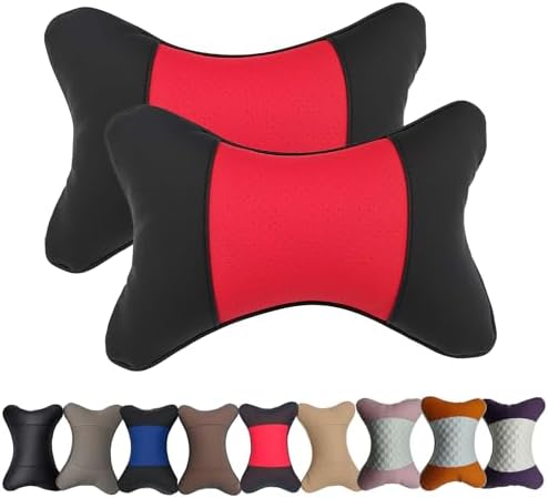 Car Neck Pillows Both Side Pu Leather 2pieces Pack Headrest Fit by Professinalcaraccessories