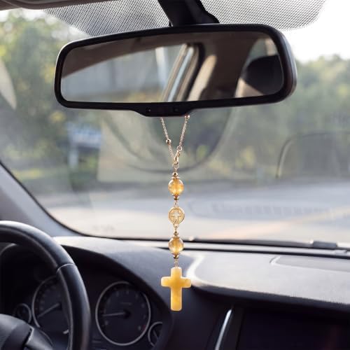 Cross for Car Mirror Hanging, Drive Safe Rear View Mirror Cross Ornament Charm - Image 2
