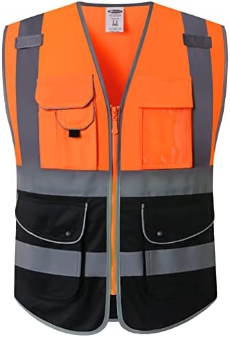 JKSafety Safety Vest for Men Women Reflective Hi Vis JK150 OBlack XXL by JKSafety