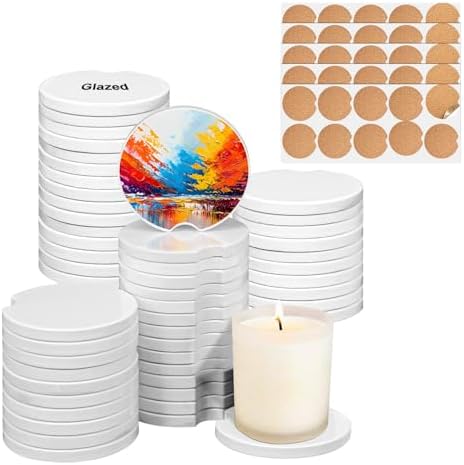 50 Pack 2.56 inch Ceramic Car Sublimation Coasters by IHDYPPEW